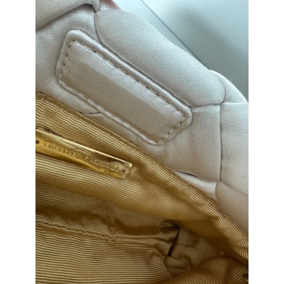 NWT Loeffler Randall Auzeen Cream Woven Puff Clutch Dustbag Gold Chain Shoulder - Picture 8 of 8